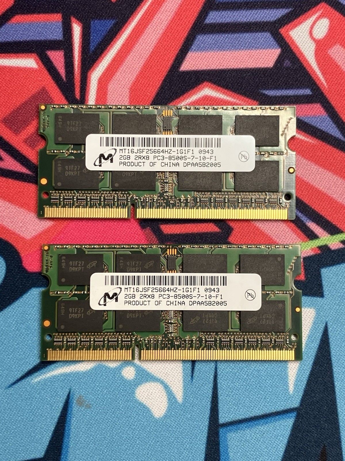 Micron 2GB 2Rx8 PC3-8500S-7-10-F1 RAM Memory Module X 2pcs