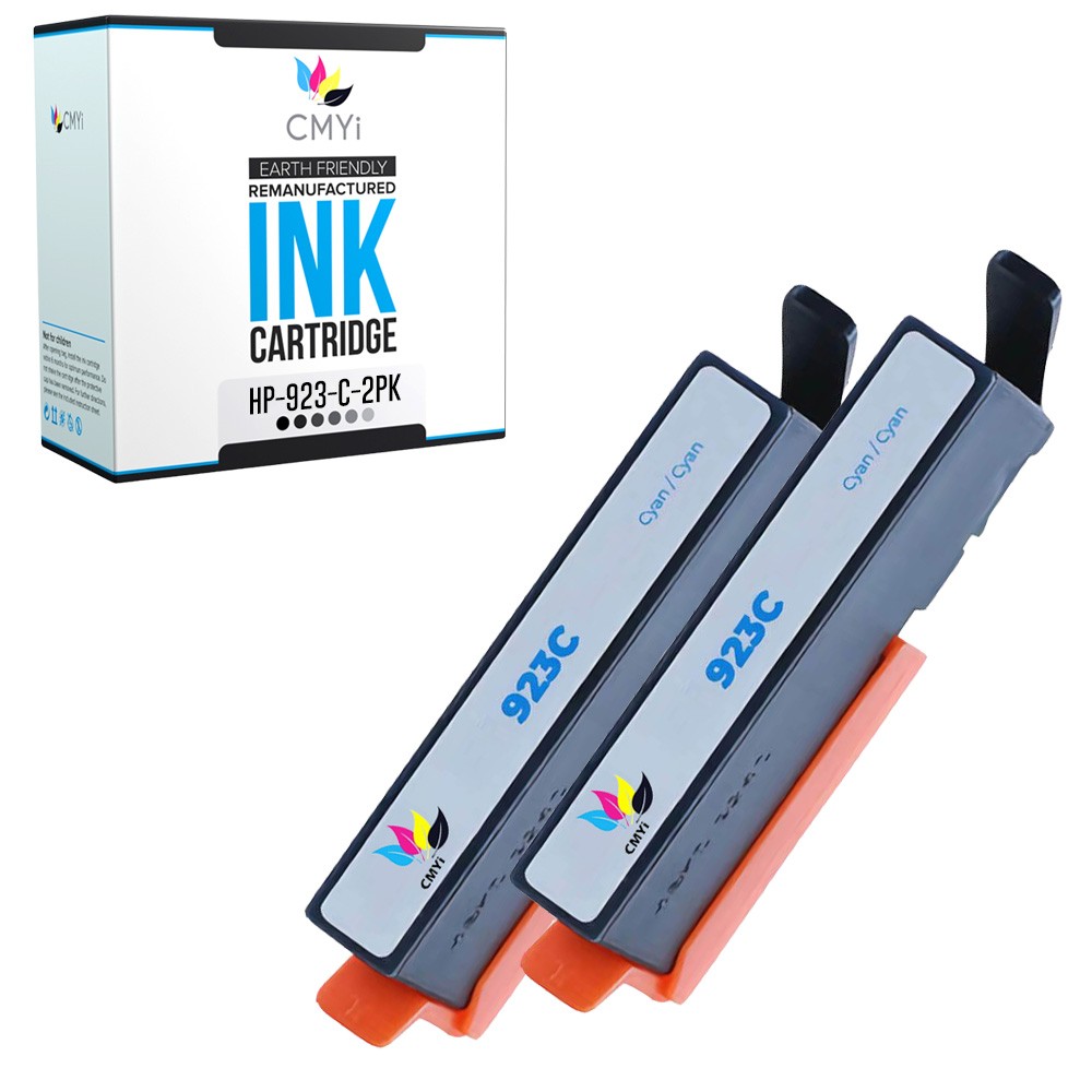 CMYi 2PK Compatible Cyan 923 Ink Cartridges for HP OfficeJet Pro 8135e, 8138e