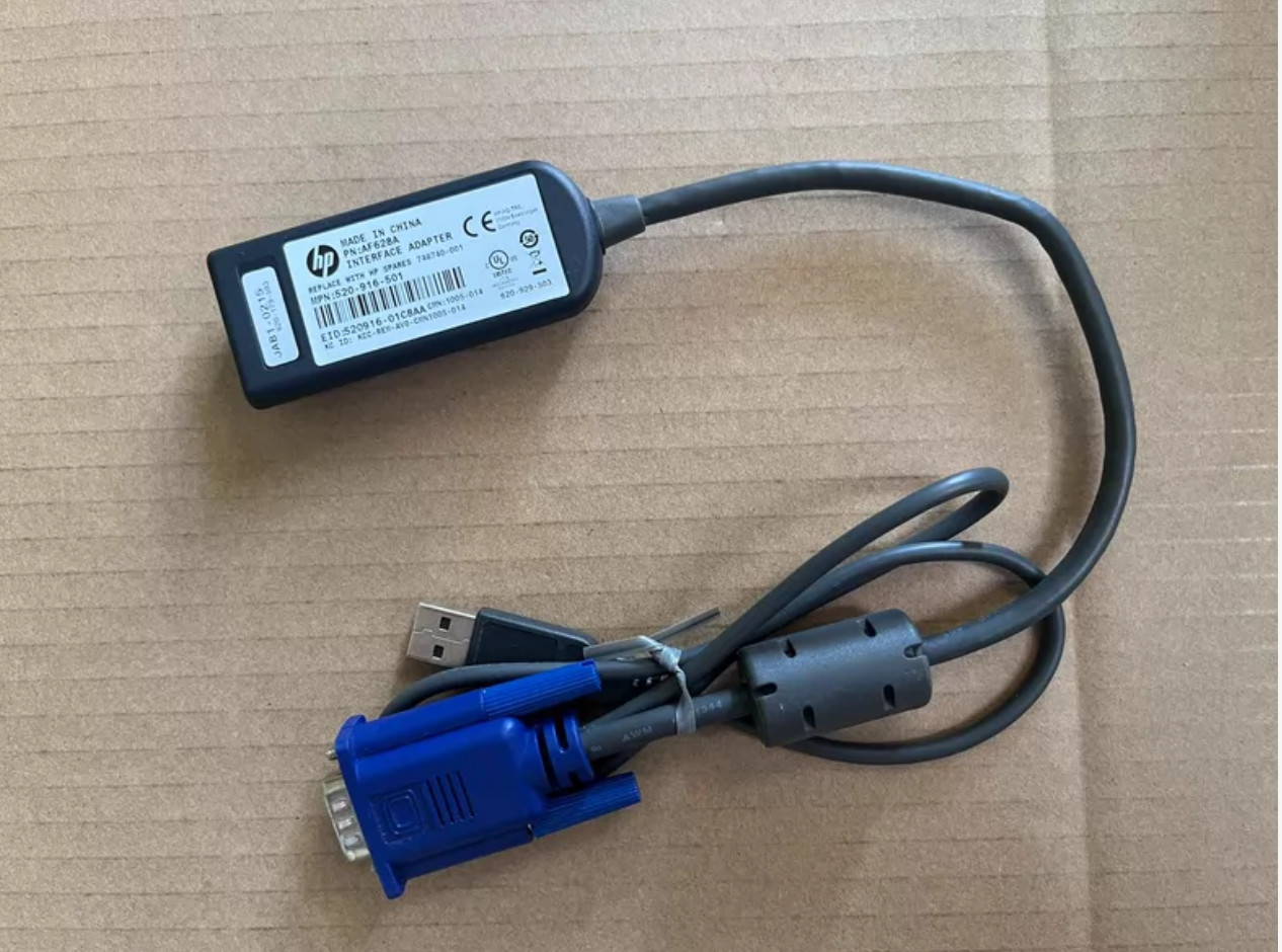 Used HPE KVMUSB Interface Adapter Video Cable AF628A 753494-001 748740-001