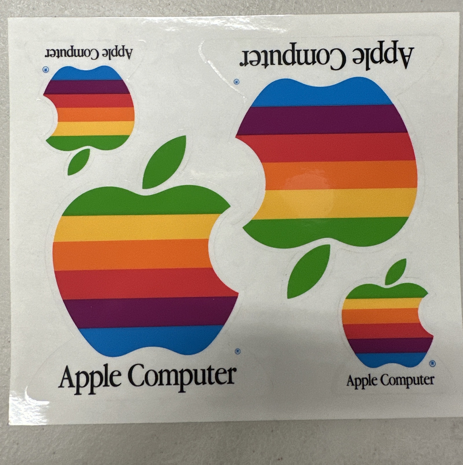 1980-90’s Apple Computer Stickers Rainbow Decals Complete Sheet Vintage NOS