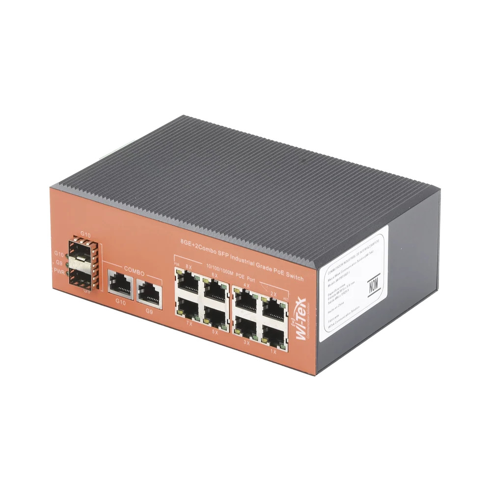 Wi-Tek WIPS310GFI Rugged Industrial PoE Switch - 8x Gigabit PoE, 2x SFP, 60W