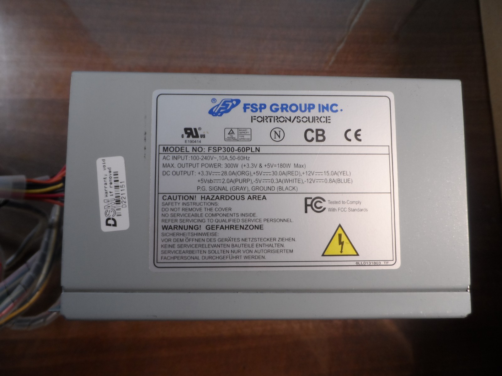 Fortron Source FSP300-60PLN Advantech IPC-610L 610H Industrial PC AT Connector