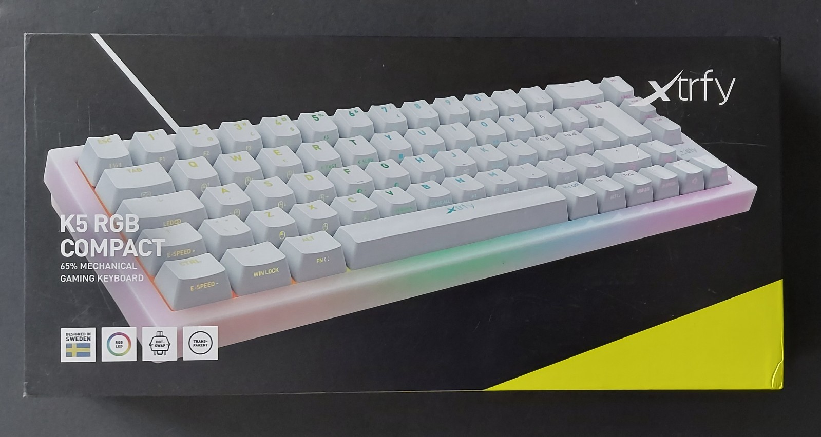 Xtryfy K5 RGB LED Compact 65% Mechanical Wired Gaming Keyboard White Brand New