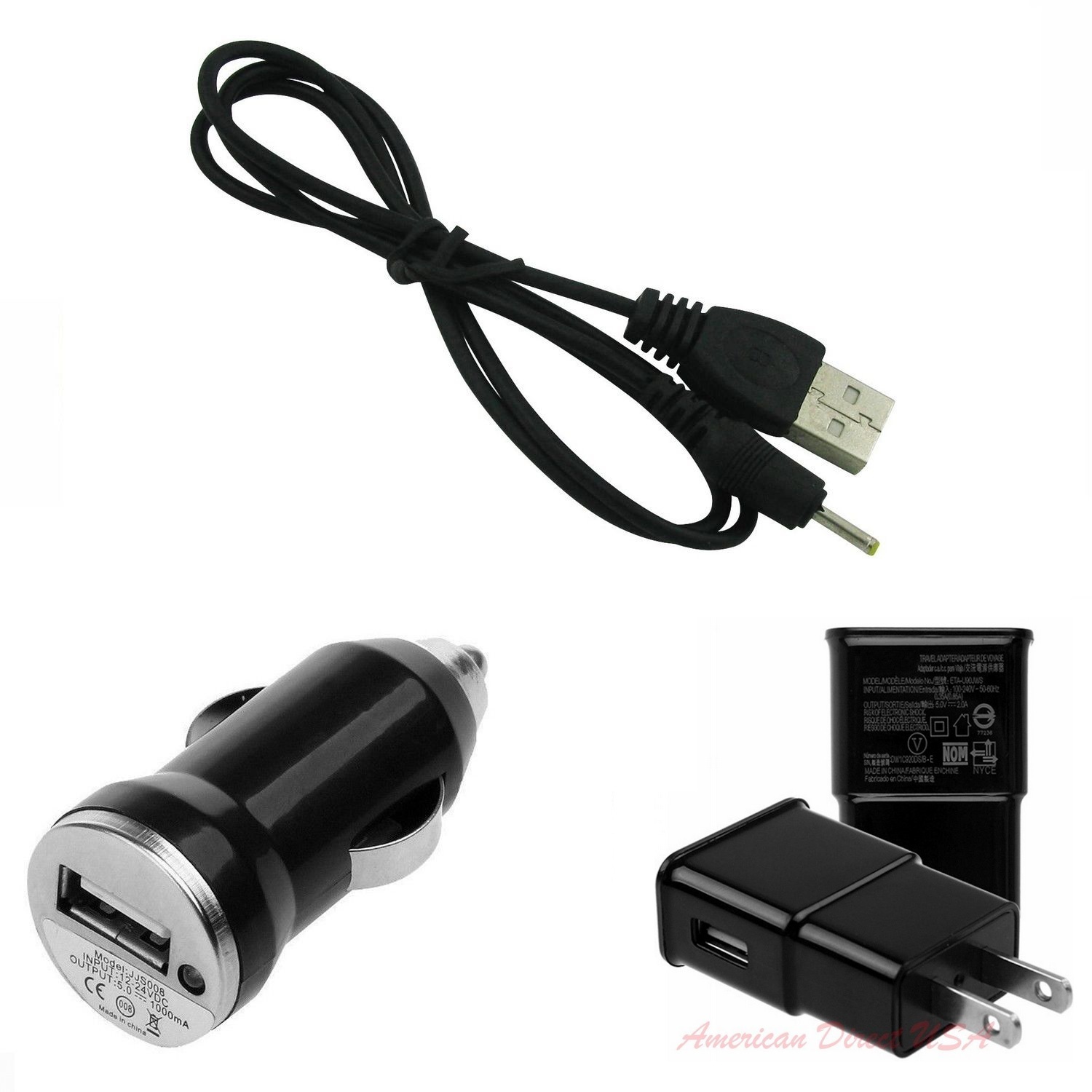 New Universal 2.0AMP Wall+2.5mm USB+car Adapter Charger  For Android Tablet PC