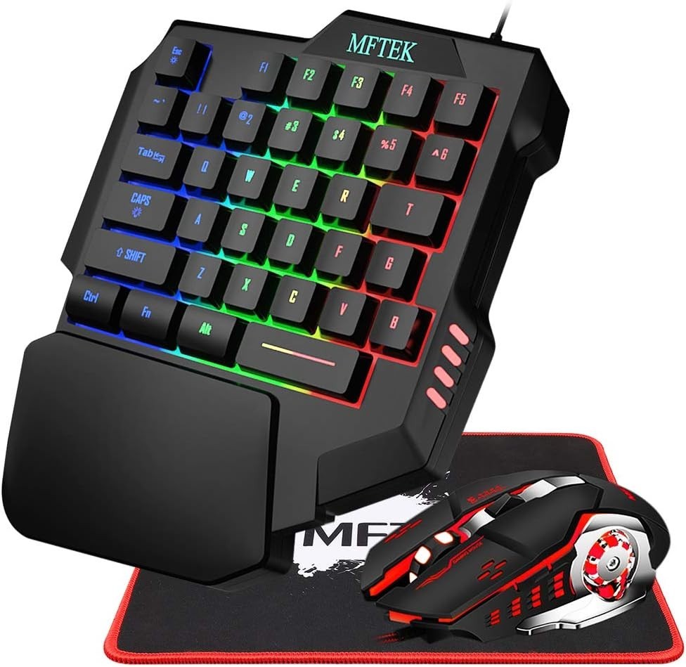 Half Hand Gaming Keyboard and Mouse Combo Laelr Keys PUBG Wired Mechanical RG