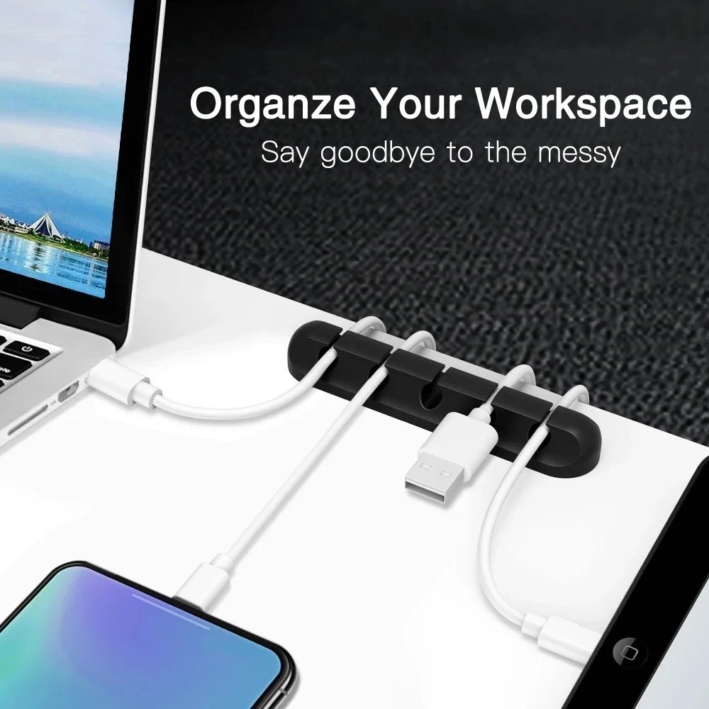 Cable Holder Clips Cable Management Cord Organizer Silicone USB Charging Cable