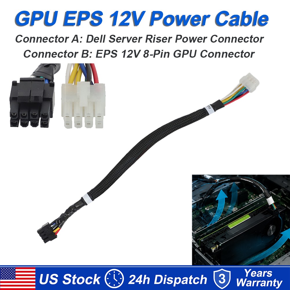 For Dell PowerEdge R720 R730 For Tesla M40/P40/P100 Riser to EPS 12V Power Cable