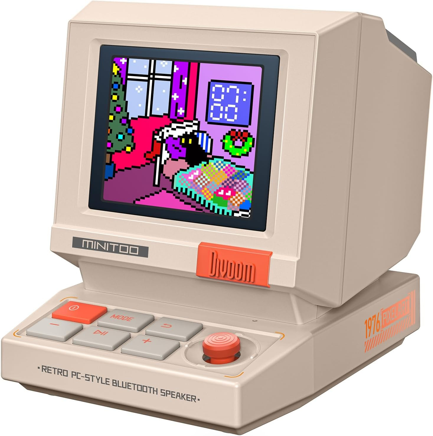 Minitoo Retro Pc-Style Computer Speaker, Pixel Screen with DIY Faces