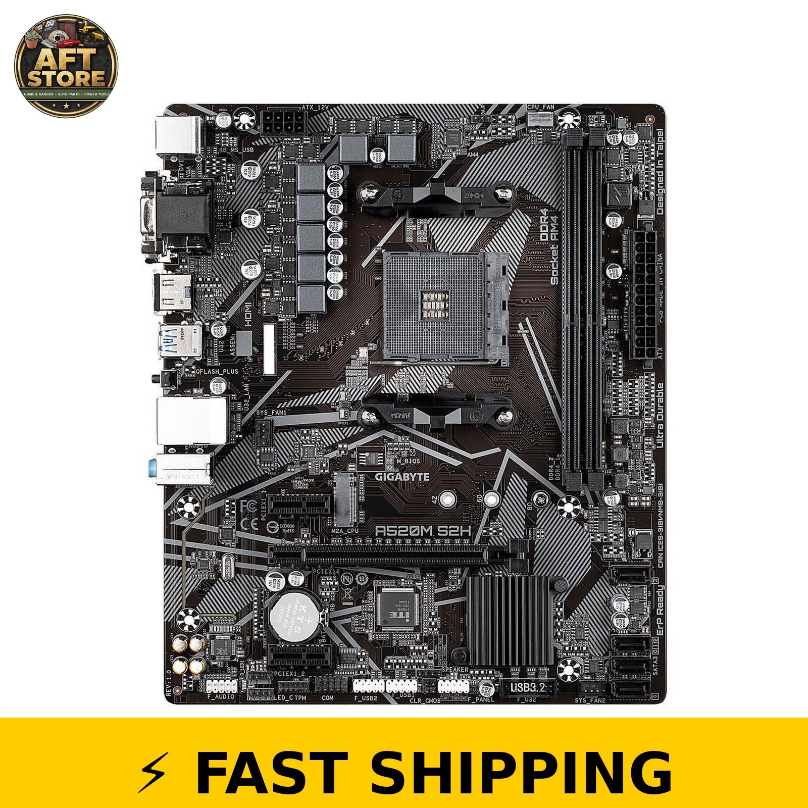 Gigabyte A520M S2H Motherboard for AMD Ryzen AM4 - MicroATX
