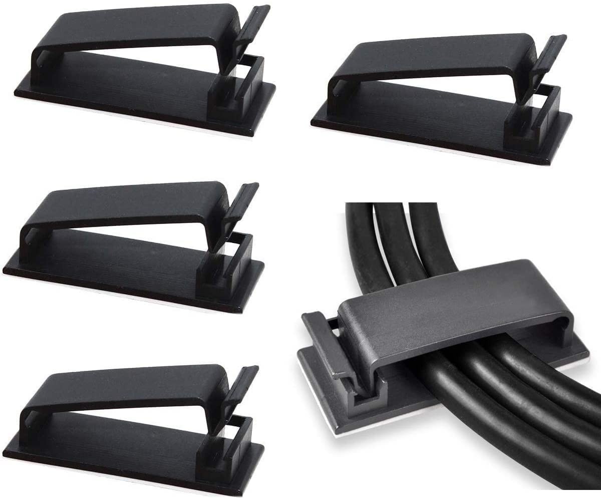 50Pcs Self Adhesive Cable Management Clips - Black