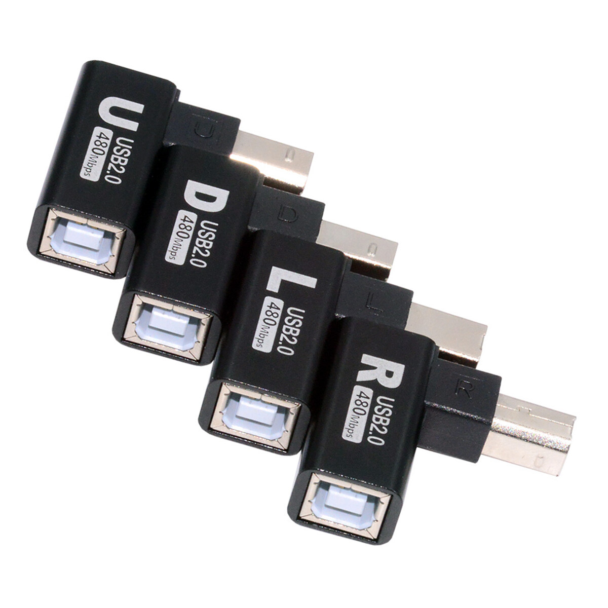 Cablecy 4pcs/lot USB 2.0 Type-B Male Female Extension Adapter Vertical Angled