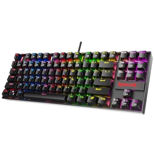 Ergonomic 87-Key Mechanical Gaming Keyboard with RGB Backlighting & Red Switches