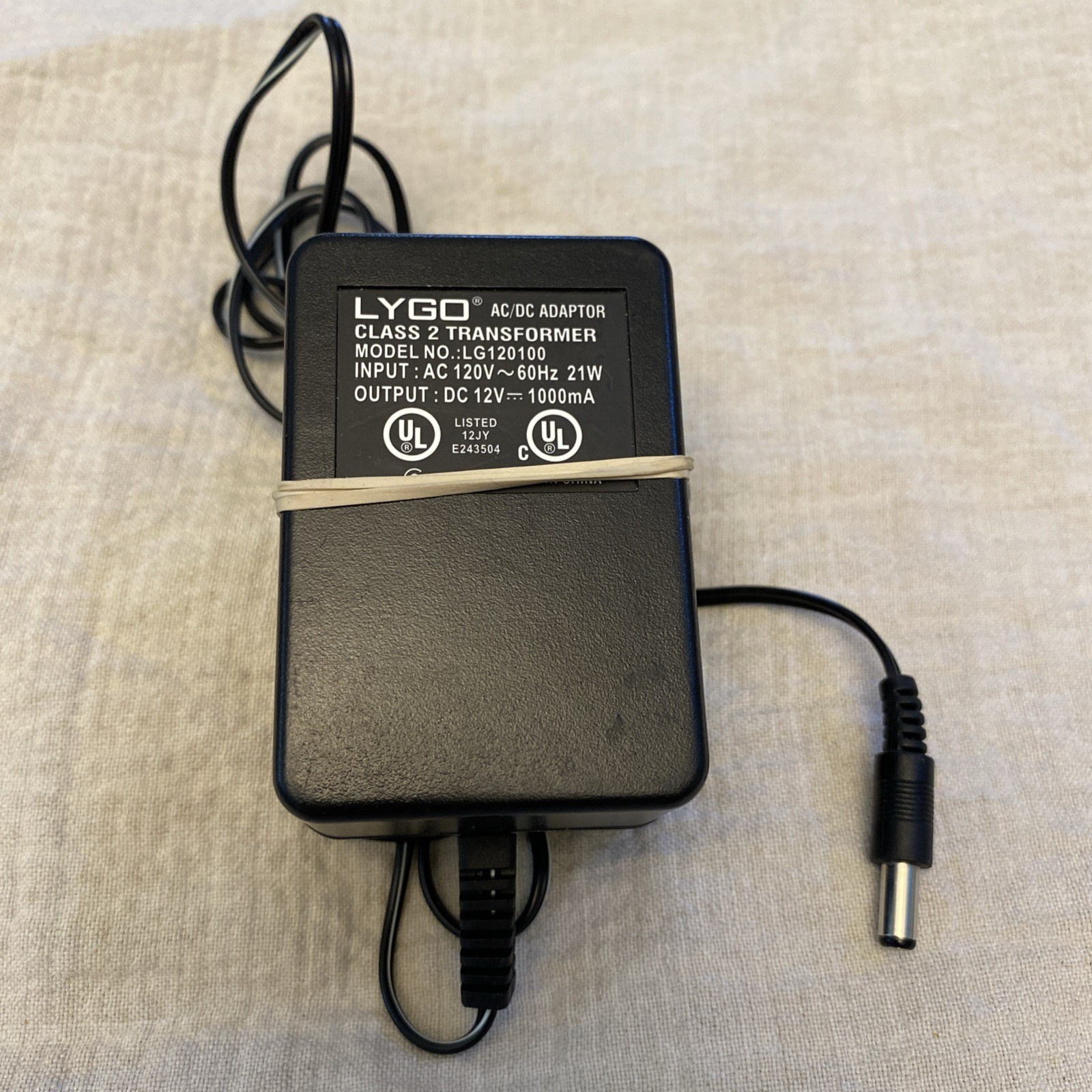 LYGO AC/DC Adaptor Class 2 Power Supply 12.0V 100mA Model LG-120100