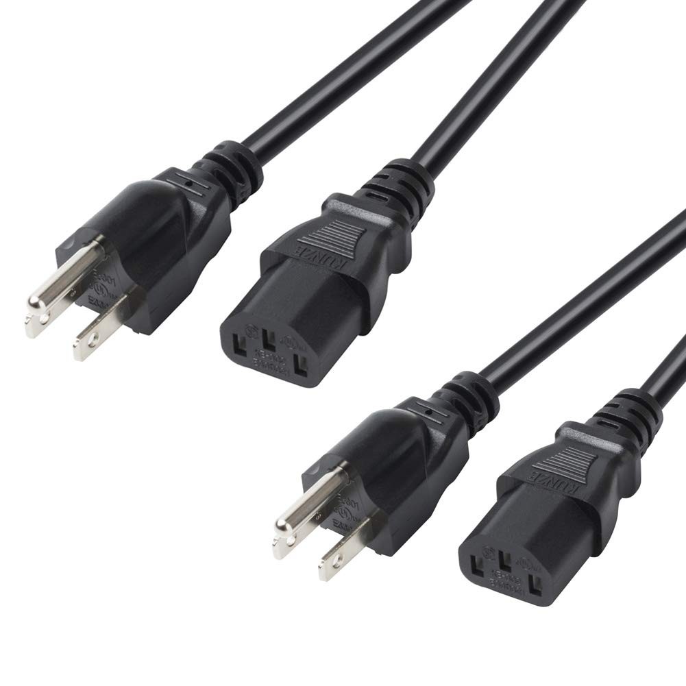 VSEER 2FT Replacement AC Power Cord 3 Prong Computer TV Cable