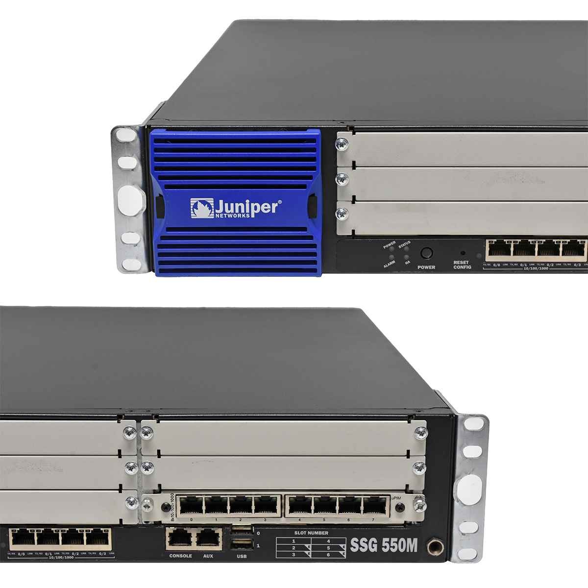 Juniper SSG 550M 12-Port RJ-45 GE VPN Firewall 2x PSU +Modules 710-017525 +Ears