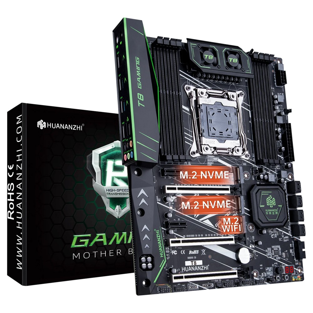 X99-T8 Intel LGA 2011-3 Dual CPU Motherboard 8x DDR3 Slots MAX 256GB, 2xM.2