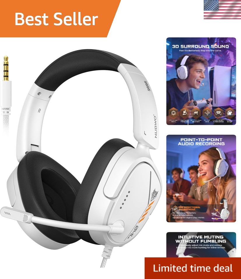 Comfortable Over-Ear Gaming Headset with Clear Mic & Soft Memory Earmuffs