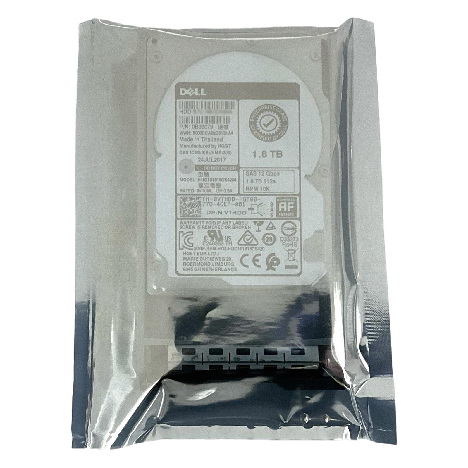 VTHDD DELL 1.8TB 2.5" SAS 12Gbps 10K RPM Enterprise HDD HUC101818CS4204 0VTHDD