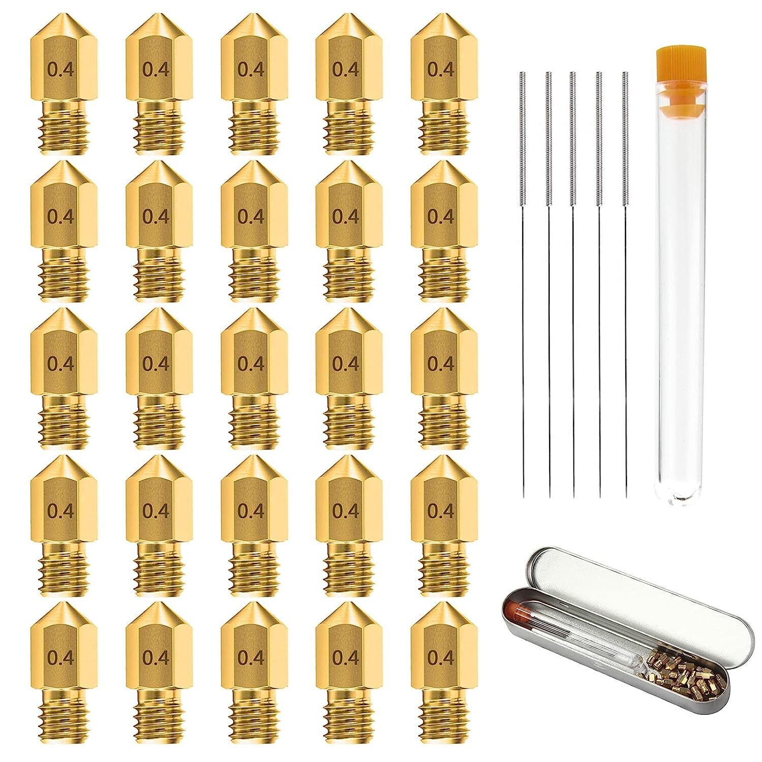 25PCS 0.4MM 3D Printer Extruder Nozzle for Creality Ender 3 5 CR-10 MK8 Anet A8