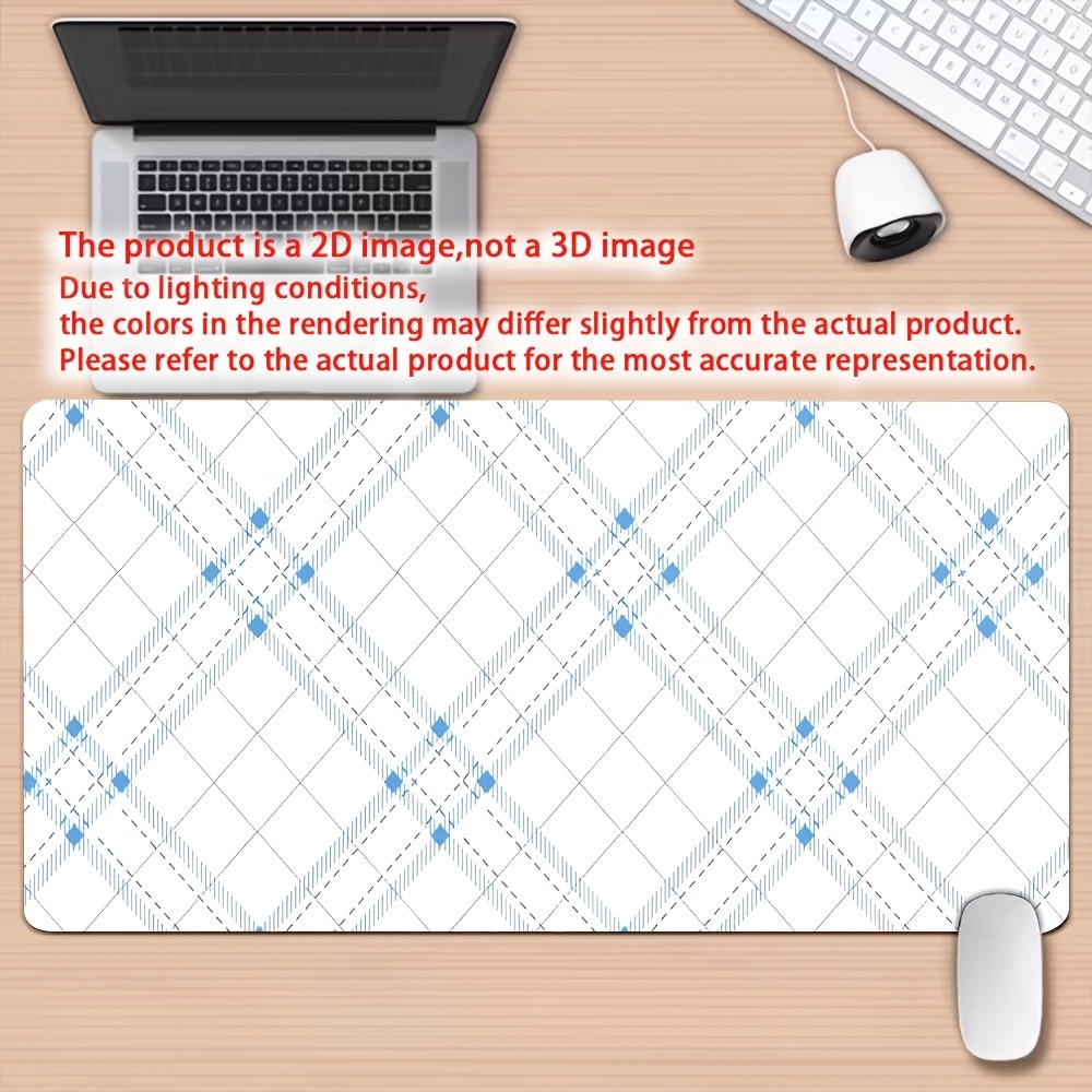 2D Light Blue Diagonal Thin Lattice Desk Mat Gaming Mouse Pad 1pc - Non-Slip R