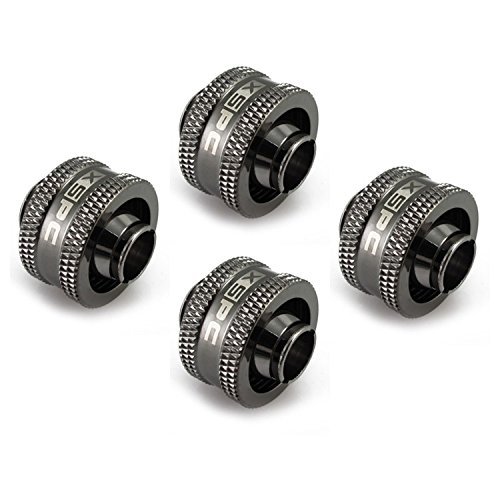 XSPC G1/4" to 3/8" ID x 5/8" OD Compression Fitting Black Chrome V2 - 4 pack