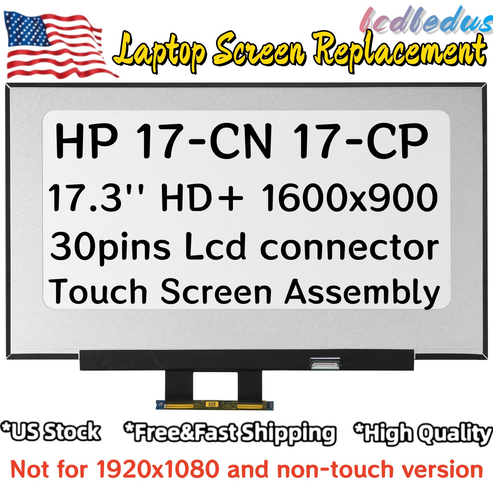 For HP 17-CN0201DS 17.3" HD+ 60Hz Touch Digitizer Laptop LCD Screen Replacement