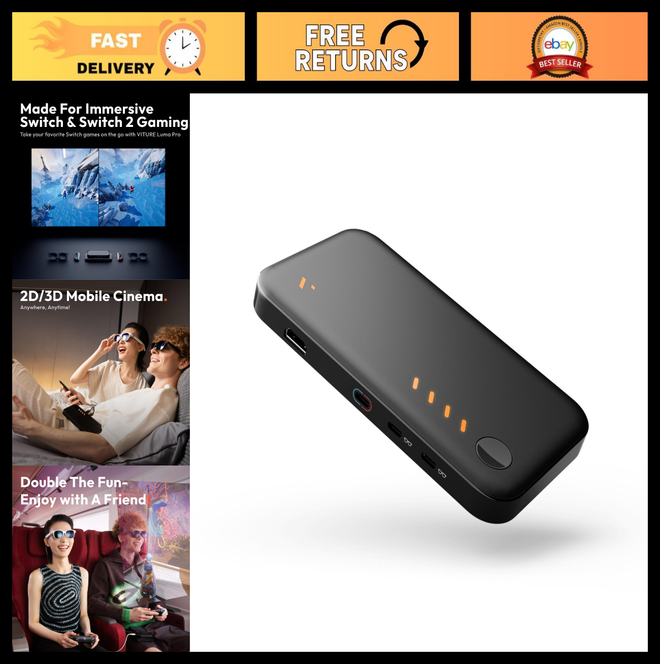 Mobile Dock for Streaming & Gaming - 2D/3D Content Play, Co-op Mode