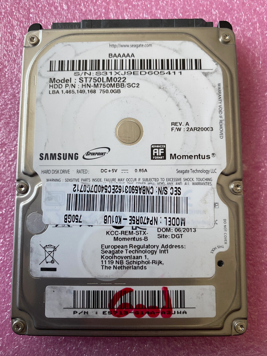 Samsung Momentus 750GB 2.5 Internal HDD 5400 RPM 8MB ST750LM022 HN-M750MBB/SC2