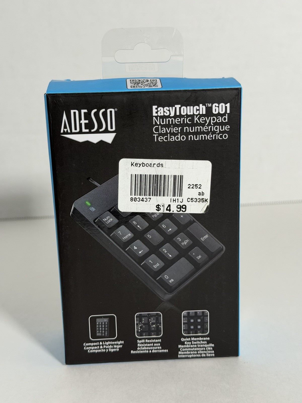 Adesso Easy Touch 601 USB 18-Key Numeric Keypad Windows 7 / 8 / 10