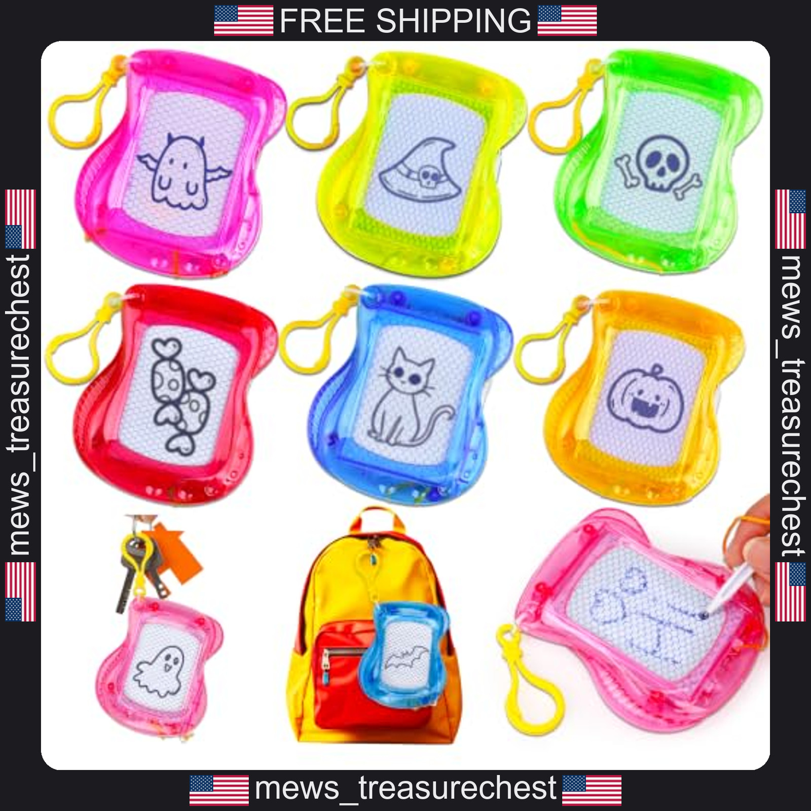 Mini Magnetic Drawing Boards 16 Pack for Kids, Colorful Doodle Sketches