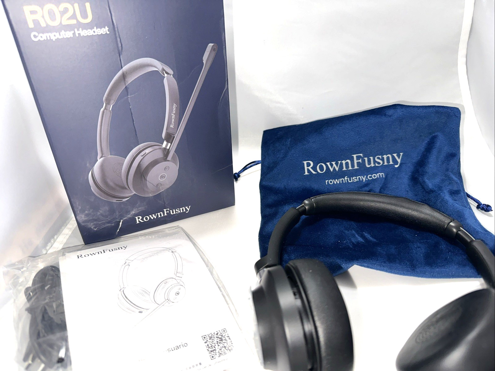 Rown Fusny R02U Computer Headset Wireless Bluetooth Noise Cancelling Comfort...