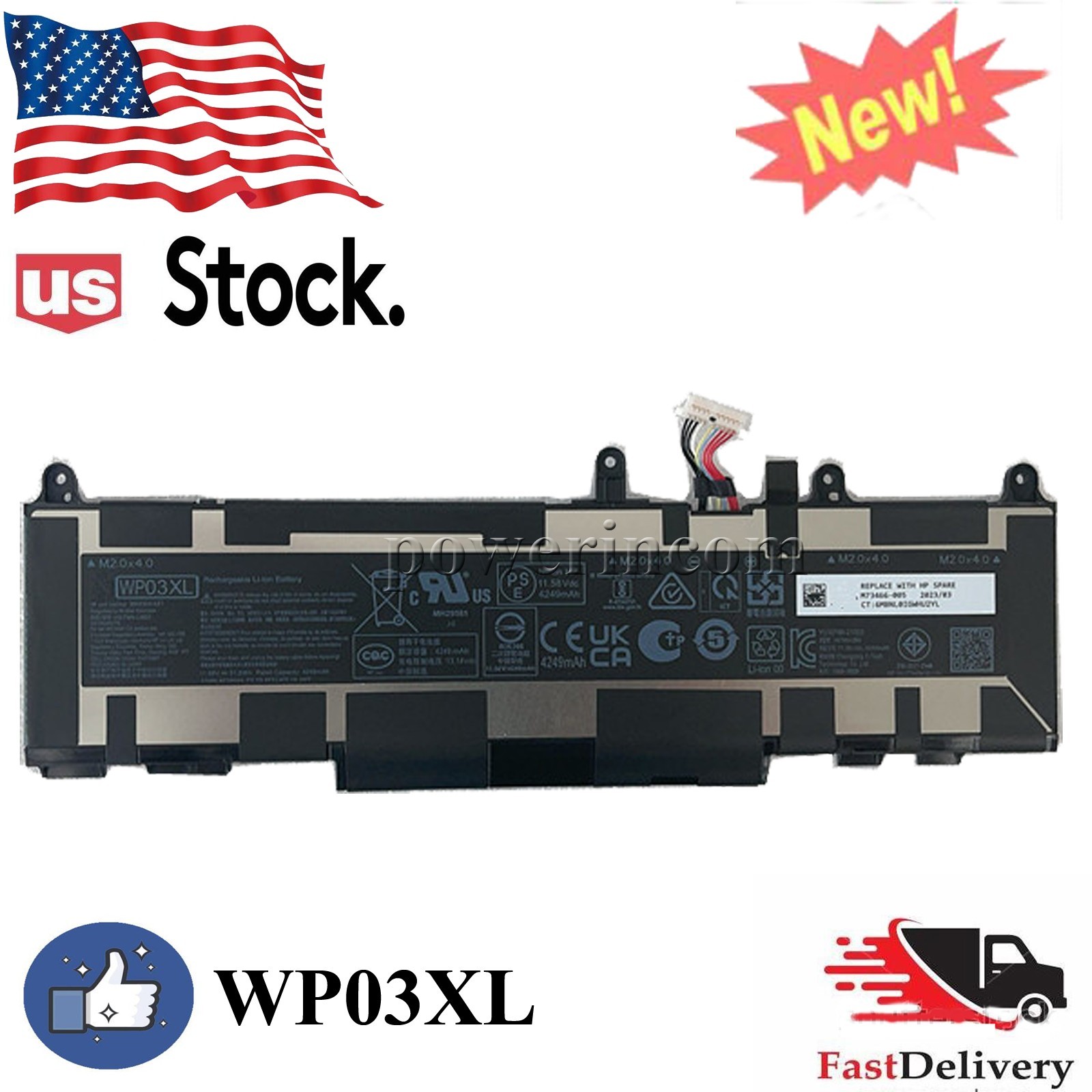 WP03XL TPN-DB0P 51.3Wh Battery for HP EliteBook 830 840 845 860 865 G9 G10 G11