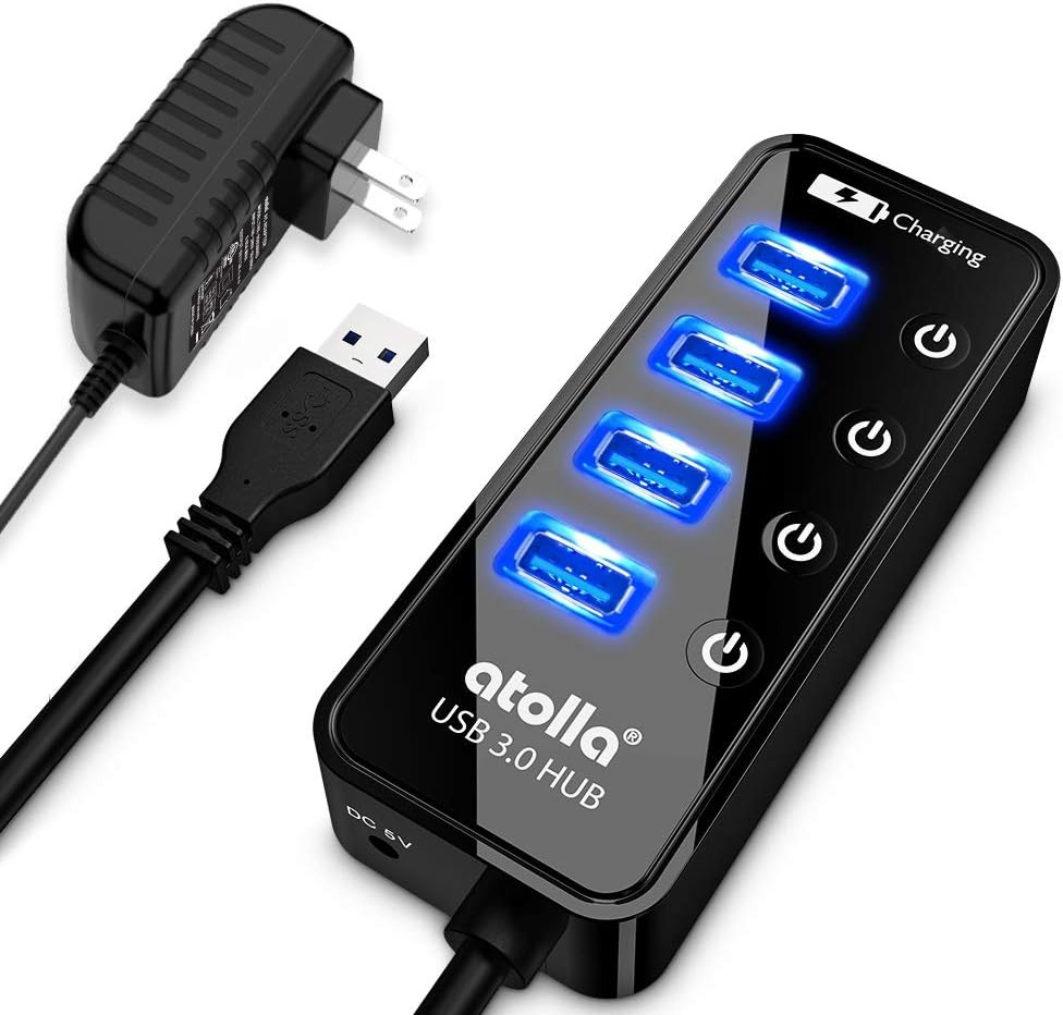 4-Port USB 3.0 Hub with 4 Data Ports, 1 Smart Charging Port, Individual O