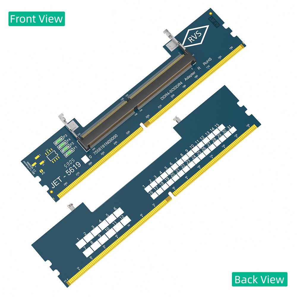 2PCS JET-5619 Reverse SO-DDR4 to DDR4 RAM Adapter Card, Memory RAM Tester Card