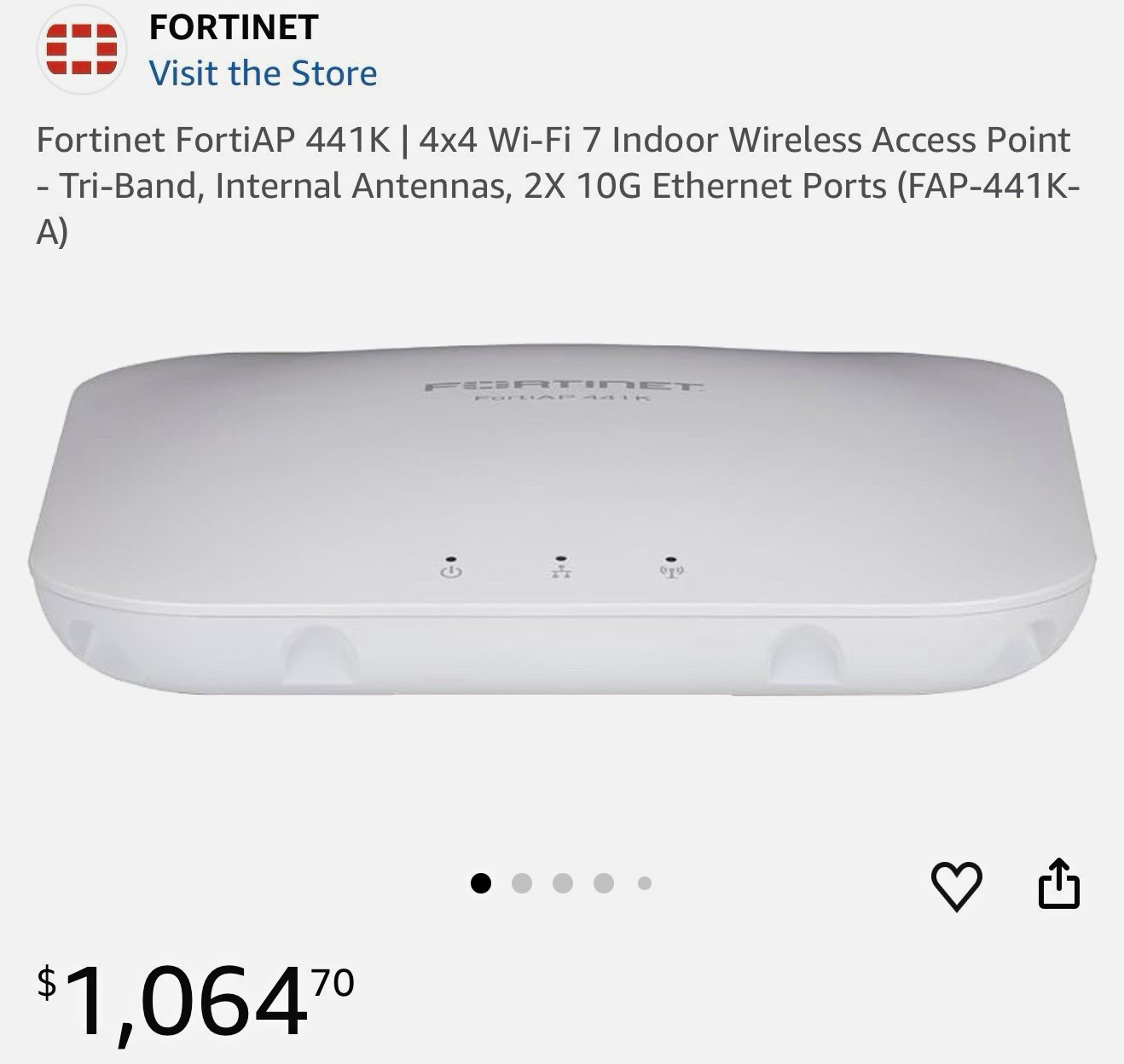 Fortinet FortiAP 441K Tri-Band Indoor Wireless Access Point FAP-441K-A