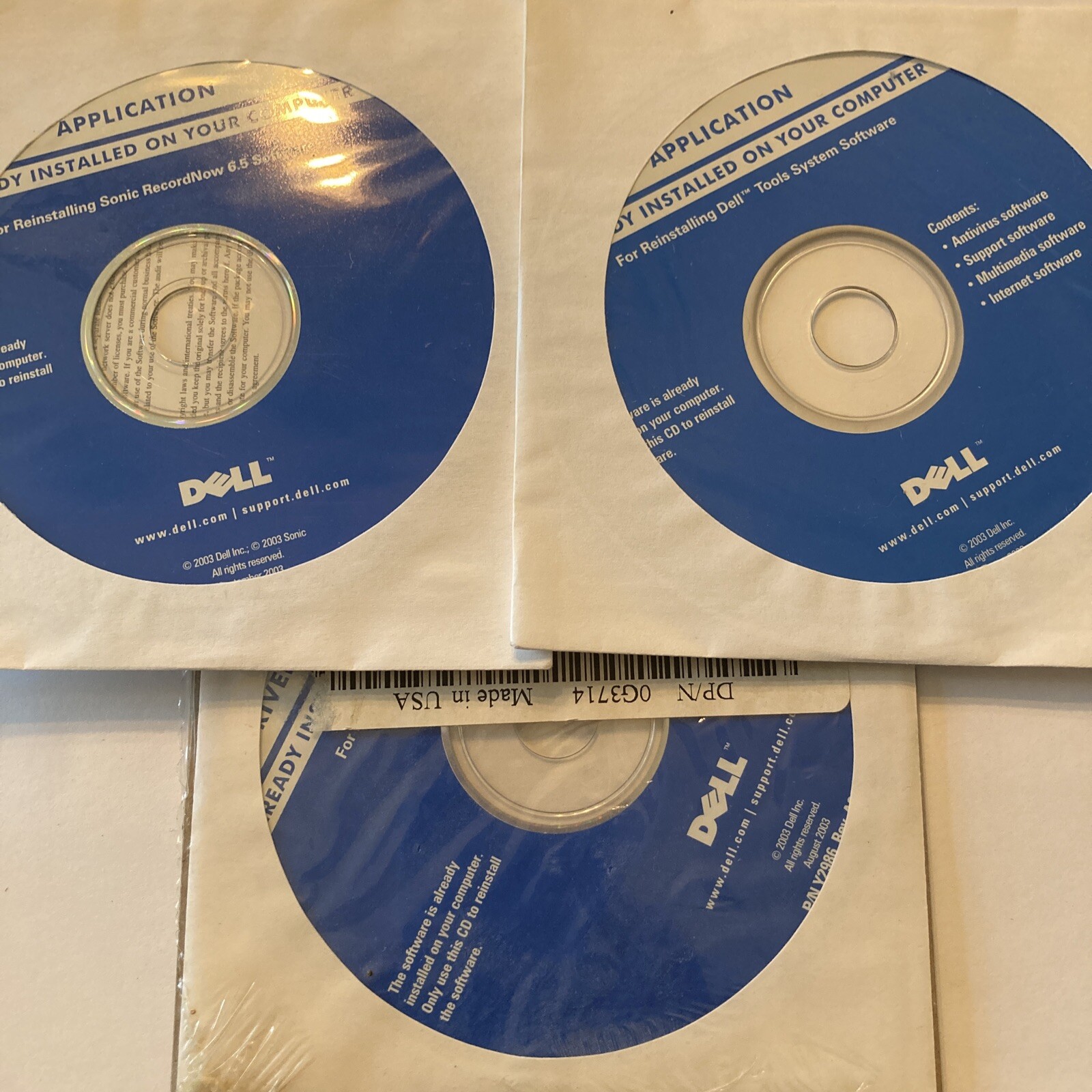 Dell Reinstall Software CD’s Sonic RecordNow 6.5, Inspiron, Tools Systems