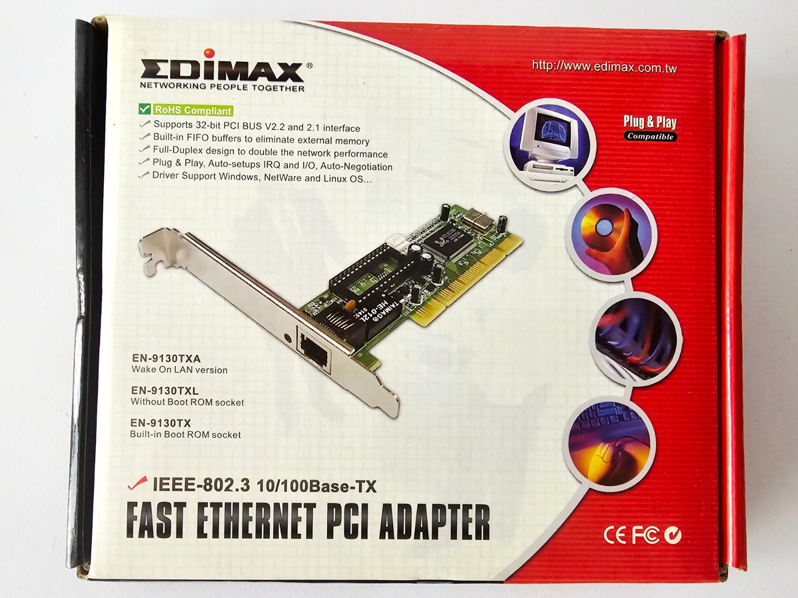 Edimax EN-9130TXL Fast Ethernet PCI Adapter 10/100Base-TX – UnTested