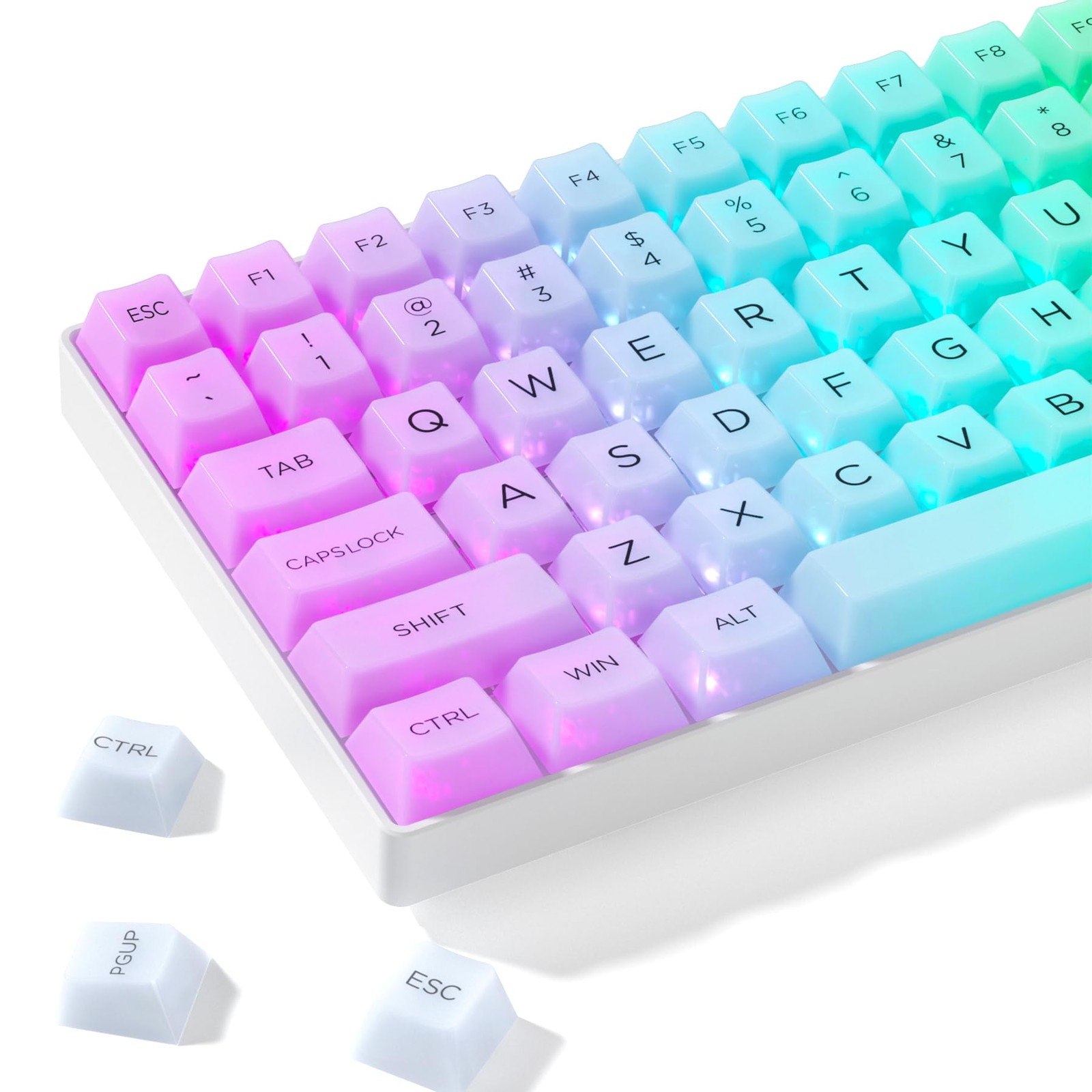 115 Keys Jelly Keyboard Keycaps Clear White Custom Cherry Profile Transparent