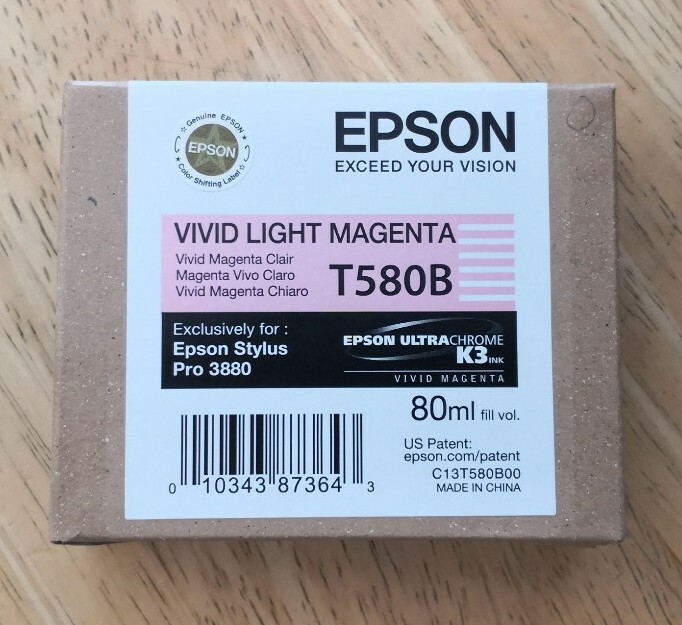 10-2017 Genuine Epson 3880 Printer Ink Vivid Light Magenta T580B T580B00 New