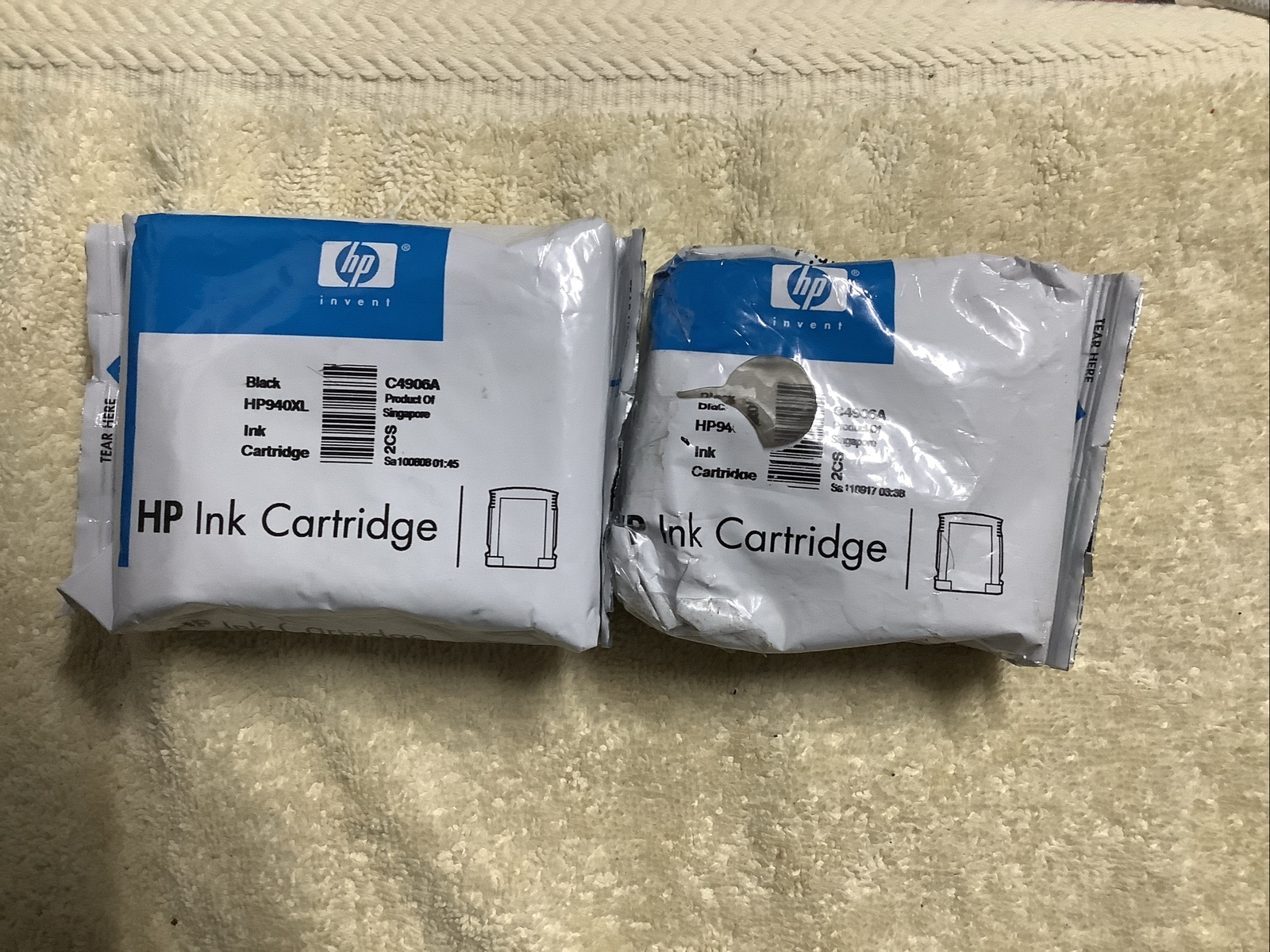 2 Genuine HP 940XL C4906A Black Ink Cartridge Open Box