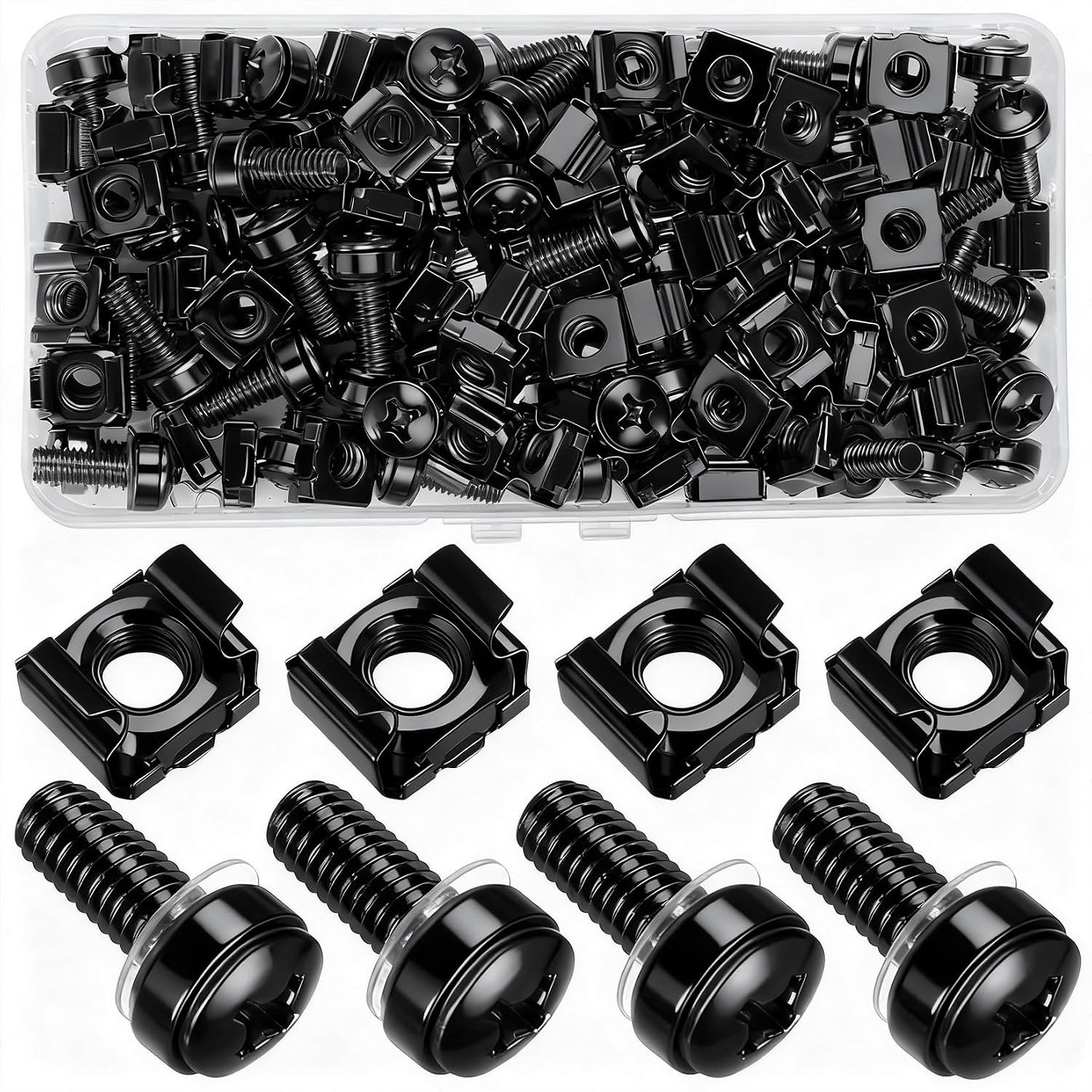 40 Pcs/20 Set Rack Mount Screws and Cage Nuts for Server Rack Cabinet, Black Car