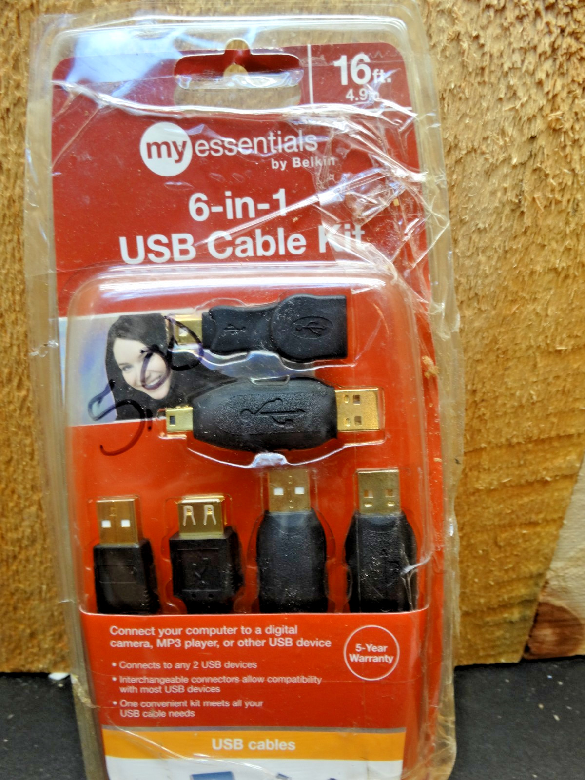 Belkin My Essentials 6-In-1 USB Cable Kit w/16 Feet USB Cable - NOS