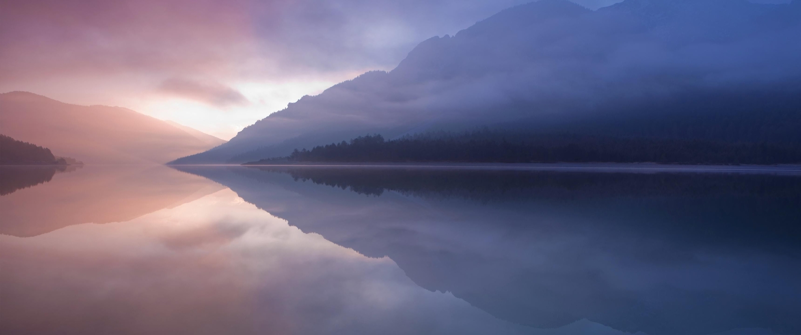 Landscape water reflection mist lake mountains Custom Gaming Mat Desk