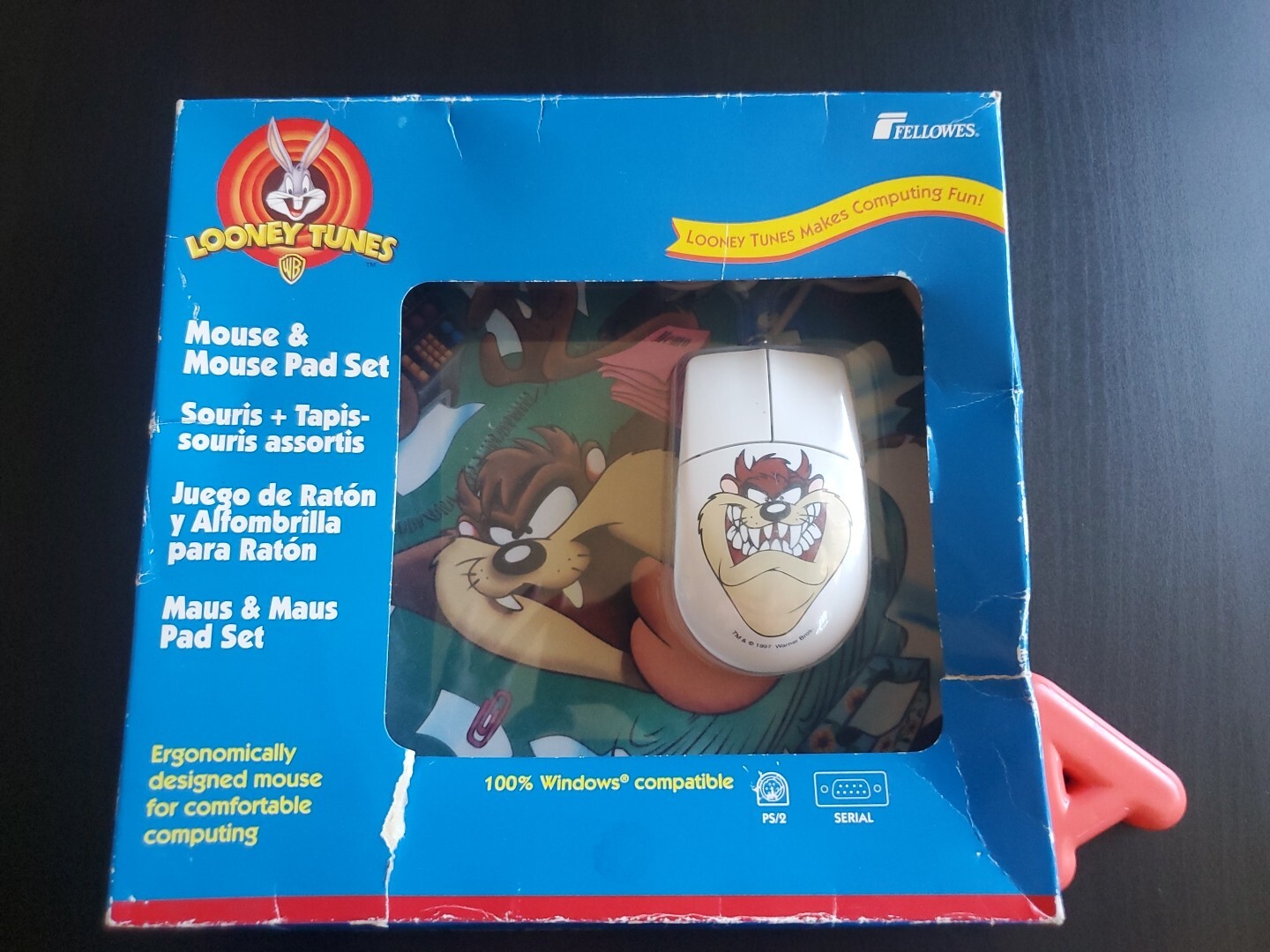 New - Looney Tunes - Mouse & Mouse Pad Set - Tasmanian Devil - VTG 1997 - Read.