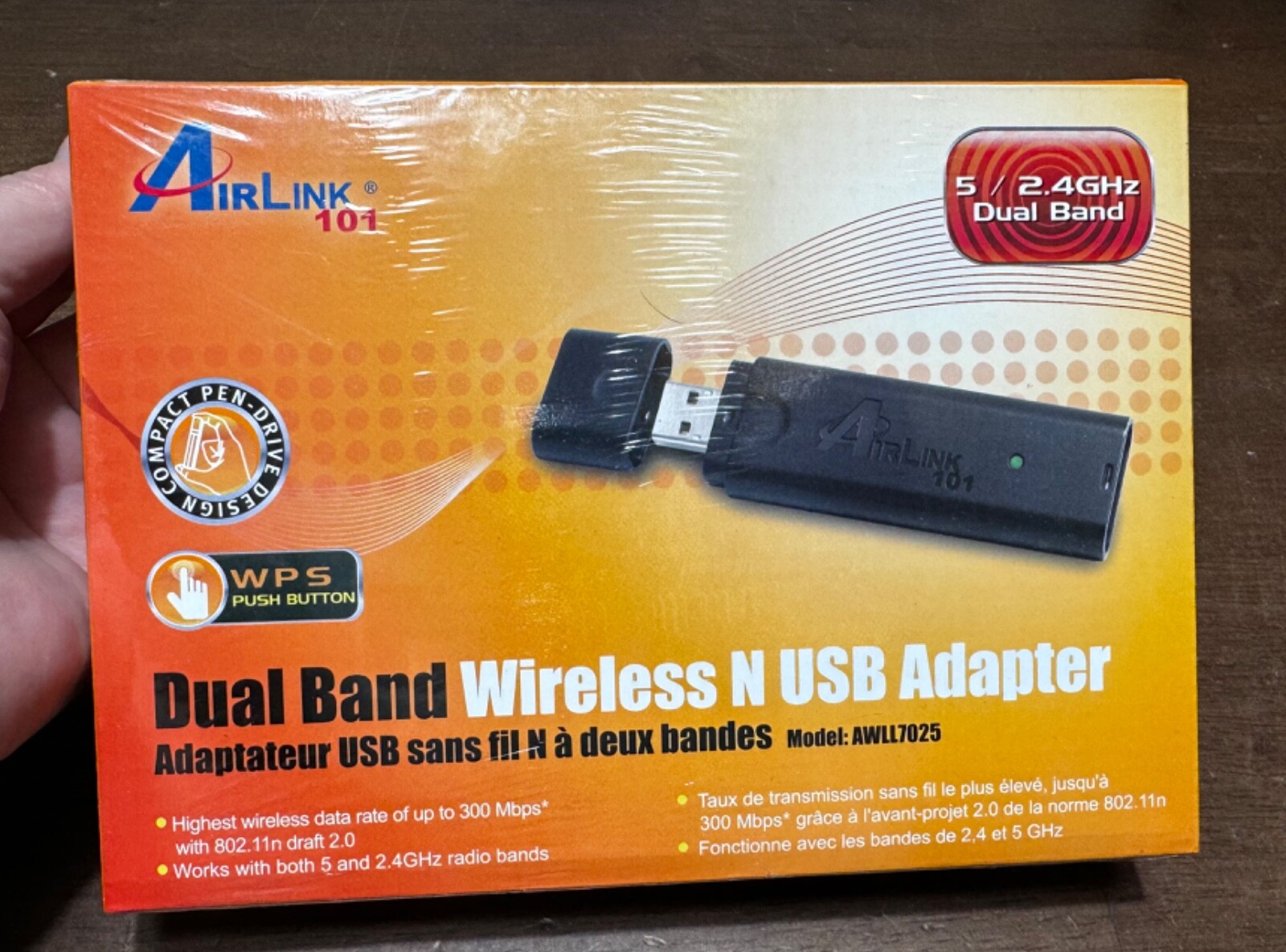 AIRLINK 101 Dual Band wireless N usb adapter NEW (Factory Sealed box) AWLL7025