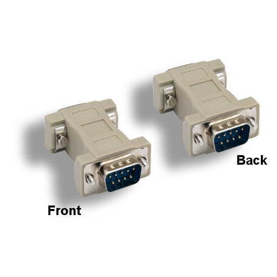 DB9 Male to DB9 Male Molded Adapter 9 Pin Gender Changer RS-232 Straight Through