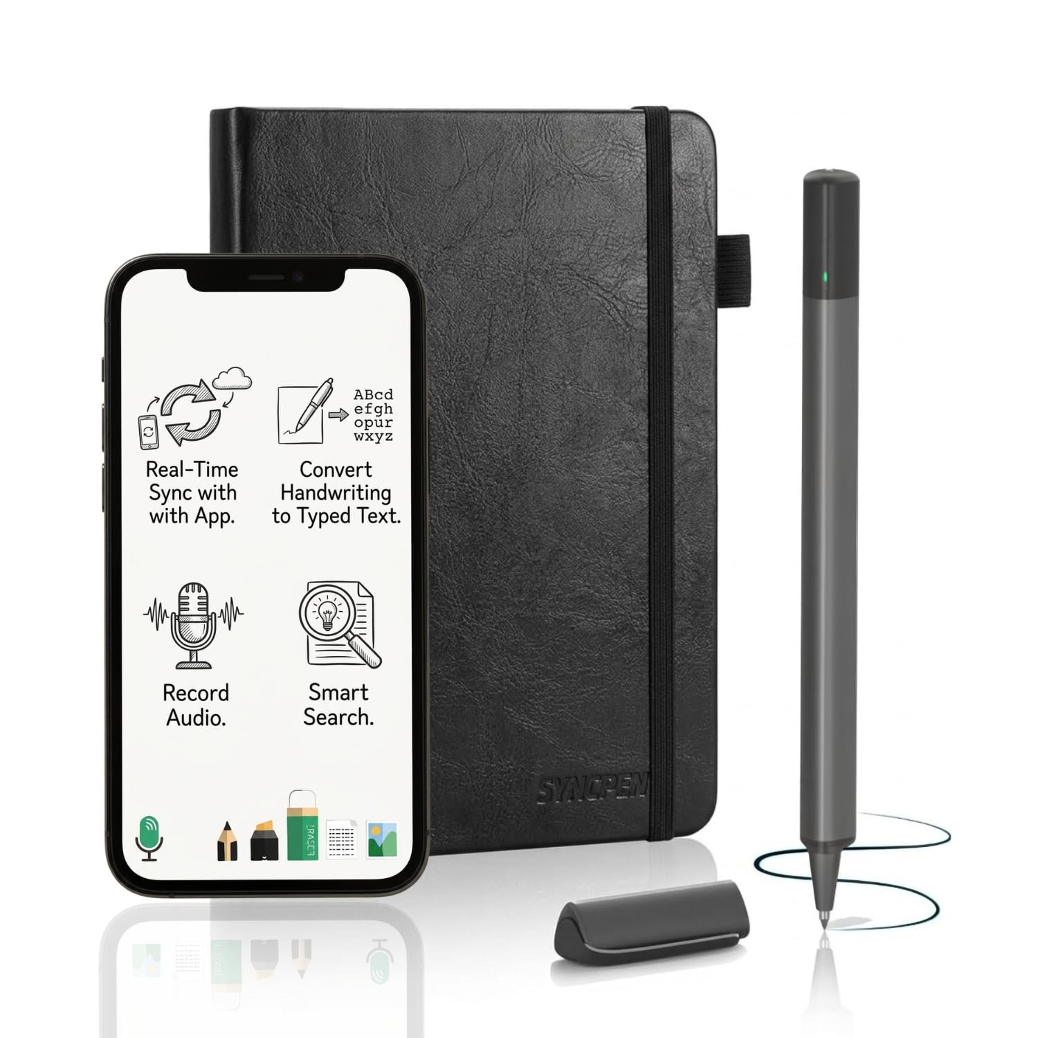 SyncPen 4 Digital Notebook Smart Pen Black Bluetooth OCR Audio Sync iOS Android
