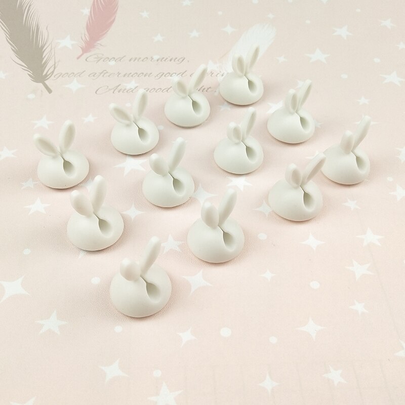 12pcs Cable Manager Cute Bunny Ears Cable Clips Silicone Back Adhesive Sticker