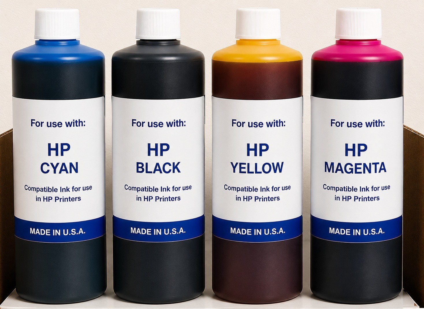 4 x NEW PREMIUM COMPATIBLE BULK INK FOR BLACK  HP DeskJet 2723e (CYMK) 4000ML