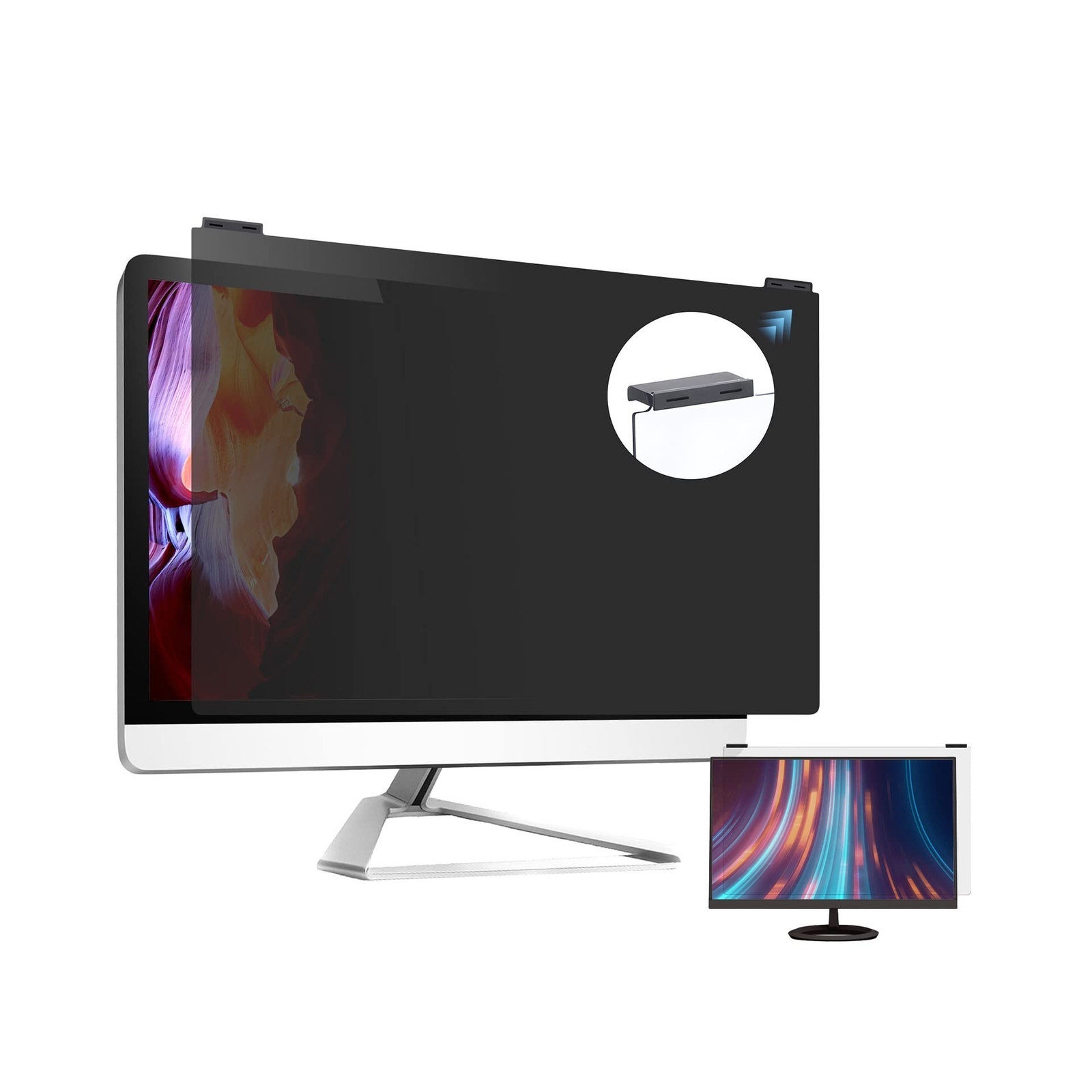 Verponity Computer Privacy Screen Filter 24 Inch, 9H Hardness Hanging Compute...